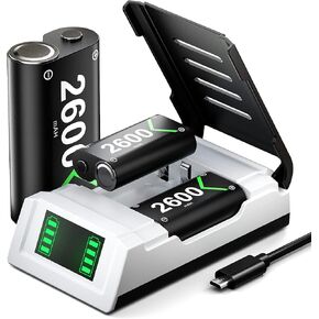 VOYEE Charger for Xbox Controller Battery Pack, 3x2600mAh High Capacity Xbox Rechargeable Battery Pack with Fast Charger Station, Led Indicator, Protective Shell for Xbox One/S/X/Elite/Series X|S