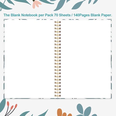 A5 Blank Notebook - 70 Sheets/140 Pages Blank Paper Notebook, 100 GSM Thick White Paper, 5.8" x 8.3" Spiral Blank Journal, Blue Watercolor in Saudi Arabia