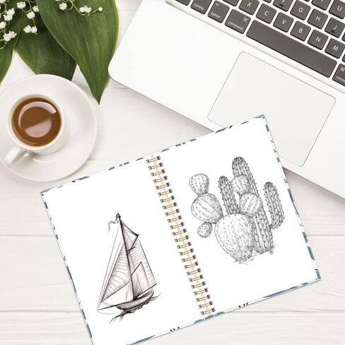 A5 Blank Notebook - 70 Sheets/140 Pages Blank Paper Notebook, 100 GSM Thick White Paper, 5.8" x 8.3" Spiral Blank Journal, Blue Watercolor in Saudi Arabia