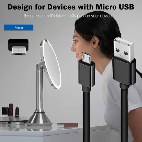 كابل USB من النوع C 6.6 قدم لمرآة مكياج مضاءة قابلة لإعادة الشحن (بعد عام 2022) in Saudi Arabia