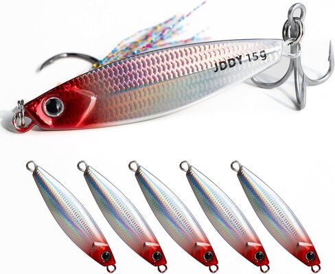 6 Pcs Sinking Micro Jigging Metal Spoons with Highly Realistic Fish Scale Pattern, Fishing Lures Bait for Freshwater and Saltwater in Saudi Arabia