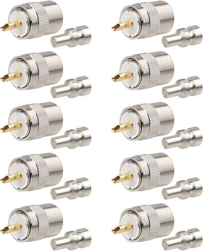 2 Pack PL259 Coax Connectors 50 Ohm PL-259 UHF Male Solder Connector Plug with Reducer for RG8X LMR400 RG59 RG8 RG213 LMR240 Coaxial Cable in Kuwait