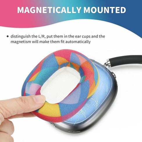 Damex mesh Fabric earpads for airpods max Ear Cushions,Compatible with airpods max Ear Pads(2024 Version),Noise Cancelling, Breathable,Magnetic mounting, not Falling Off (red-Blue) in Saudi Arabia
