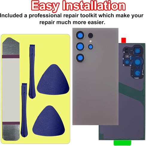 S24 Ultra Back Glass Replacement for Samsung Galaxy S24 Ultra 5G Back Glass Cover with Pre-Installed Tape and Camera Lens +Tools (Dark Gray) in Saudi Arabia