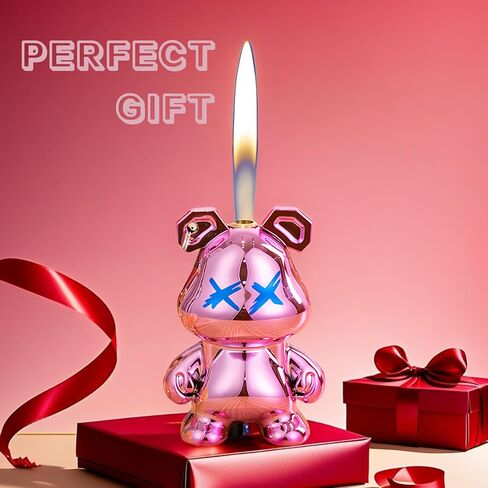 Cute Animal Soft Flame Lighter Cool Creative Design Lighters Butane Refill，Kawaii Cartoon Lighter Accessories，Unique Keychain Lighters for Women Birthday Candles BBQ (Without Butane Gas） (16) in Kuwait