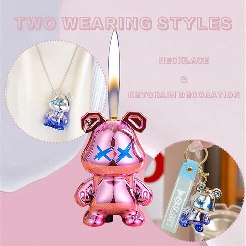 Cute Animal Soft Flame Lighter Cool Creative Design Lighters Butane Refill，Kawaii Cartoon Lighter Accessories，Unique Keychain Lighters for Women Birthday Candles BBQ (Without Butane Gas） (16) in Kuwait