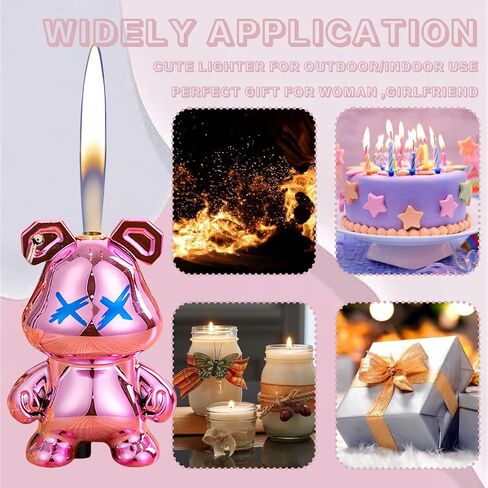 Cute Animal Soft Flame Lighter Cool Creative Design Lighters Butane Refill，Kawaii Cartoon Lighter Accessories，Unique Keychain Lighters for Women Birthday Candles BBQ (Without Butane Gas） (16) in Kuwait