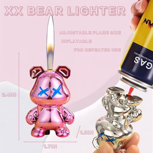 Cute Animal Soft Flame Lighter Cool Creative Design Lighters Butane Refill，Kawaii Cartoon Lighter Accessories，Unique Keychain Lighters for Women Birthday Candles BBQ (Without Butane Gas） (16) in Kuwait
