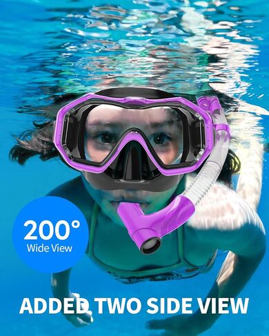 Bairuifu Kids Swim Goggles for Kids 4-16, Anti-Shattered Lens / Anti-Fog / 180° Panoramic View / Kids Swimming Goggles with Nose Cover in Saudi Arabia