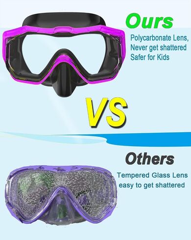 Bairuifu Kids Swim Goggles for Kids 4-16, Anti-Shattered Lens / Anti-Fog / 180° Panoramic View / Kids Swimming Goggles with Nose Cover in Saudi Arabia