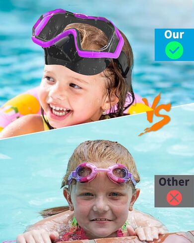 Bairuifu Kids Swim Goggles for Kids 4-16, Anti-Shattered Lens / Anti-Fog / 180° Panoramic View / Kids Swimming Goggles with Nose Cover in Saudi Arabia