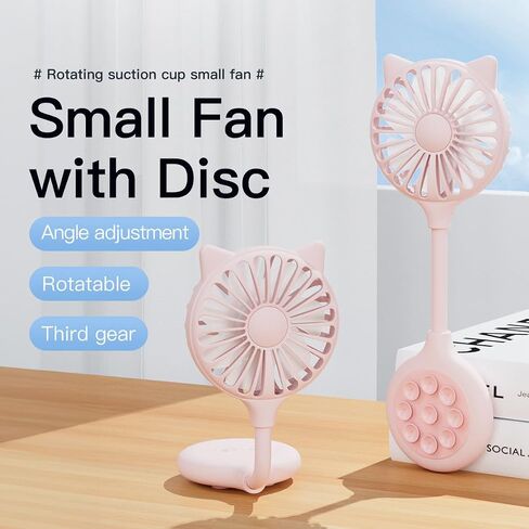 Creative Suction Cup Install Small Fan Lazy Outdoor Home USB Rechargeable Desktop Mini Portable Small Fan for Gift,White in Saudi Arabia