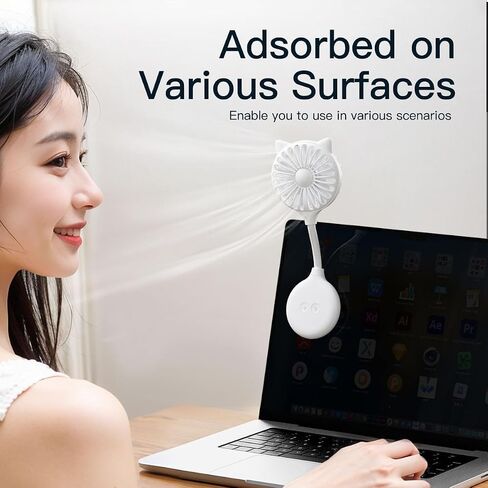 Creative Suction Cup Install Small Fan Lazy Outdoor Home USB Rechargeable Desktop Mini Portable Small Fan for Gift,White in Saudi Arabia