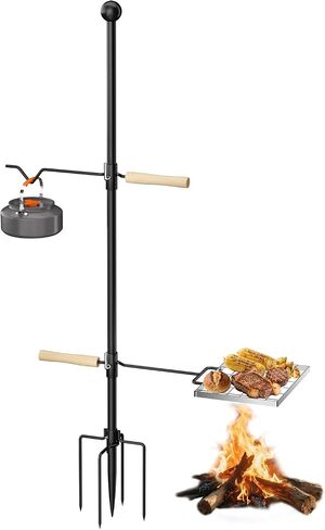 Campfire Grill Grate, Fire Pit Grill Grate with 360°Swivel Handle, Open Fire Cooking Equipment, Over Fire Camp Grill, Portable Camp Grill for Outdoor Camping BBQ, Stainless Steel Grate in Saudi Arabia