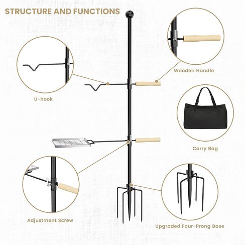 Campfire Grill Grate, Fire Pit Grill Grate with 360°Swivel Handle, Open Fire Cooking Equipment, Over Fire Camp Grill, Portable Camp Grill for Outdoor Camping BBQ, Stainless Steel Grate in Saudi Arabia