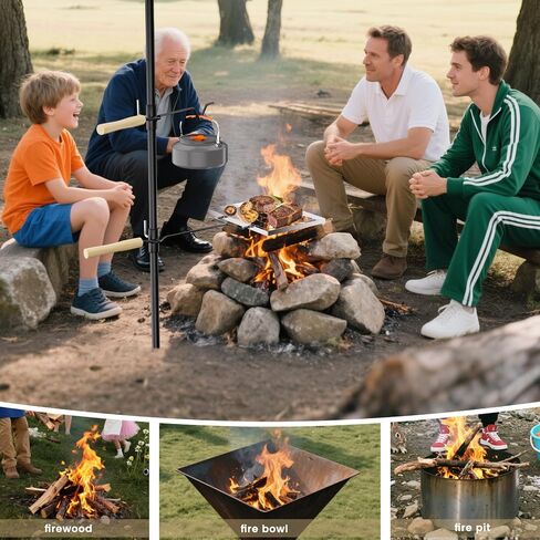 Campfire Grill Grate, Fire Pit Grill Grate with 360°Swivel Handle, Open Fire Cooking Equipment, Over Fire Camp Grill, Portable Camp Grill for Outdoor Camping BBQ, Stainless Steel Grate in Saudi Arabia