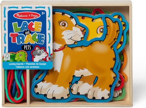 Melissa & Doug Lace and Trace Activity Set: 5 Wooden Panels and 5 Matching Laces - Farm in Saudi Arabia