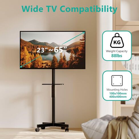 WALI TV Stand with Power Outlet, Universal TV Mount Stand for 32-70 inch TVs, Height Adjustable, Swivel Table Top TV Stand with Tempered Glass Base, Holds up to 88 LBs, Max VESA 600x400mm(TVDVD-5P) in Saudi Arabia