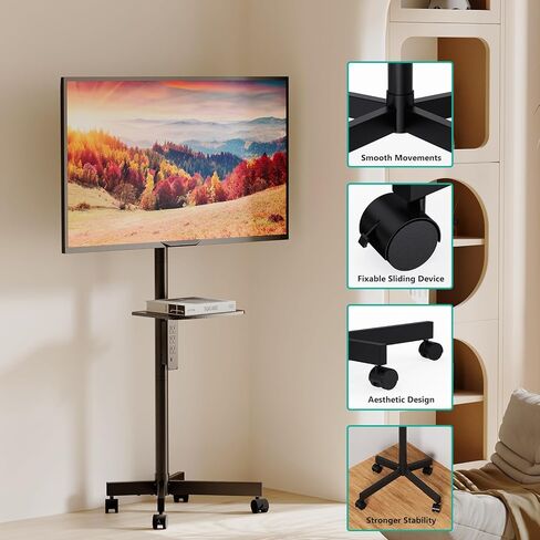 WALI TV Stand with Power Outlet, Universal TV Mount Stand for 32-70 inch TVs, Height Adjustable, Swivel Table Top TV Stand with Tempered Glass Base, Holds up to 88 LBs, Max VESA 600x400mm(TVDVD-5P) in Saudi Arabia