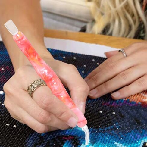 Handmade Resin Diamond Painting Pen Tools, 15Diamond Art Pen Placers and 5Clays, Diamond Painting Drill Pen Stylus, Gem Rhinestone Picker Tool, Nail Art Embroidery Decoration, Mosaic Making Candy Pink in Kuwait