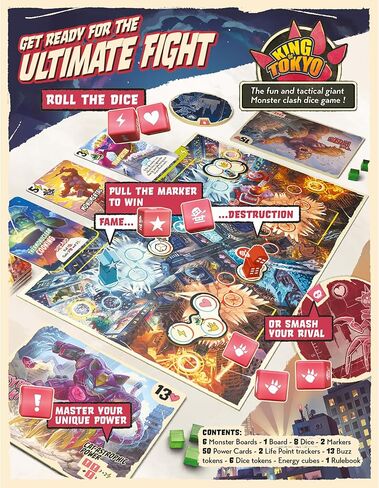 IELLO King of Tokyo Monster Box, Strategy Board Game, 2-6 Players, Ages 8+, 30 Minute Playing time, All King of Tokyo expansions Included in Saudi Arabia