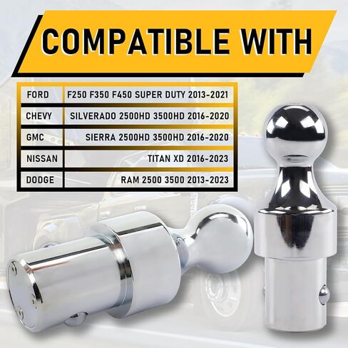 60629 2-5/16-Inch Gooseneck Ball Fits for Chevrolet Ford GMC Nissan Titan XD Ram Puck, 30000 Lb Rated to Tow gooseneck Trailers, Chrome in Saudi Arabia