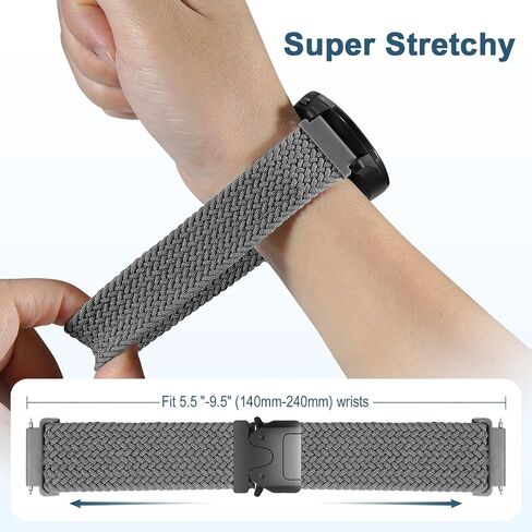 20mm Stretchy Braided Nylon Compatible with Garmin Forerunner 165 Watch Band/55/245/645, Parachute Buckle Elastic Soft Sport Strap for Vivoactive 6/5/3/3 Music & Venu Sq 2 Women Men in Saudi Arabia