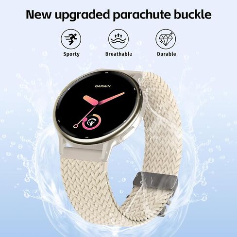 20mm Stretchy Braided Nylon Compatible with Garmin Forerunner 165 Watch Band/55/245/645, Parachute Buckle Elastic Soft Sport Strap for Vivoactive 6/5/3/3 Music & Venu Sq 2 Women Men in Kuwait