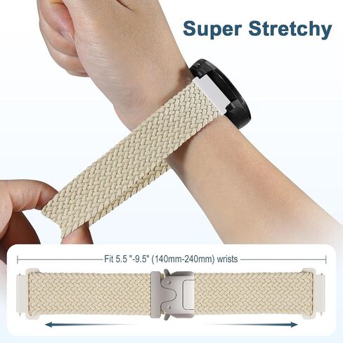 20mm Stretchy Braided Nylon Compatible with Garmin Forerunner 165 Watch Band/55/245/645, Parachute Buckle Elastic Soft Sport Strap for Vivoactive 6/5/3/3 Music & Venu Sq 2 Women Men in Kuwait