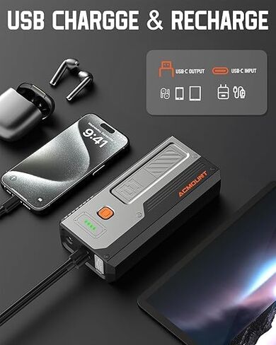 بطارية السيارة المحمولة، 1500 أمبير، بطارية السيارة الذروة لما يصل إلى 7 لتر من الغاز ومحركات الديزل 5.5 لتر، بطارية السيارة المحمولة 12 فولت مع 3 أوضاع إضاءة LED، شحن USB سريع in Kuwait