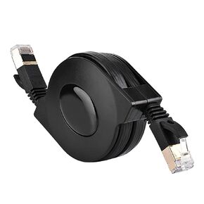 Retractable CAT7 Shielded Ethernet Cable 10Gbps 600MHz High Speed Flat Network Cord with Gold Plated RJ45 Connectors for Router Laptop PC Switch Modem