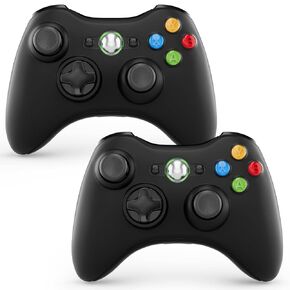 وحدة التحكم اللاسلكية Ishako 2-Pack لأجهزة Xbox 360 والكمبيوتر الشخصي ، والاهتزاز المزدوج ، والتصميم المريح للألعاب العائلية ، ووحدة تحكم اللعبة متوافقة مع Windows 7/8/10/11