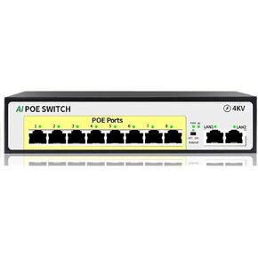 8-Port POE Switch 100M uplink 120W Built-in Power Supply Suitable for Network Cameras
