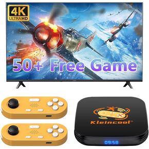 TV Game Console, Consola de Videojuegos 4GB RAM+64GB ROM, Machine with Wireless Gamepad Somatosensory Control, Plug and Play, Kid & Adult Interactive, for Gaming Nights, Parties and Playdates
