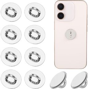 16 PCS Phone Charm Hook, Round Phone Finger Grip Holder Metal Finger Ring Stand Universal Adhesive Phones Ring Loop Stand Cell Phones Fingers Rings Accessories for Case Tablet DIY Hanging Accessories