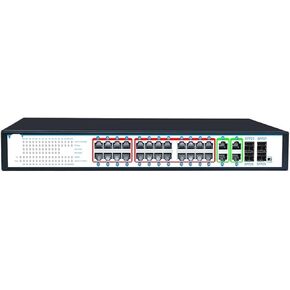 400 Watt Short Circuit Protection Smart Restart Vlan 24 Port Gigabit 48v PoE Hub 4sfp 4 Rj45 Gigabit Switch