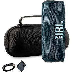 JBL Flip 6 Portable Wireless Speaker | Deep Bass Sound, IP67 Waterproof Rating | Bluetooth Audio for Outdoor, Travel, Beach, Hiking, and Home Use (Black) with Travel Case + Microfiber Cloth