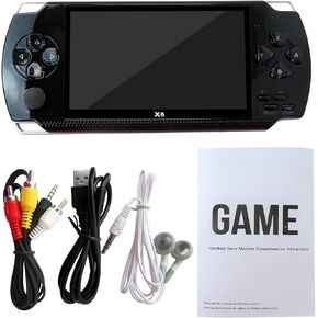 10000 لعبة مدمجة 4.3 "8GB 128bit Retro Portable محمولة فيديو ألعاب Console بنيت في 10000 ألعاب 8 بت لعبة اللاعب يدوي Game Console Dual Wireless Gamepad HD & AV TV Output (Black)
