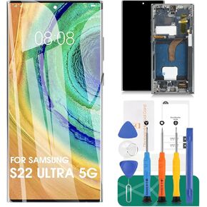 OLED for Samsung S22 Ultra 5G LCD Display for Samsung Galaxy S22 Ultra 5G SM-G908A, SM-S908U, SM-S908W Screen Replacement Display Digitizer Touch Screen Assembly with Fingerprint (with Frame,Green)