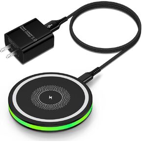 Wireless Charger for Samsung Fast Charging Pad Wireless Phone Charger Android Charging Station for Samsung Galaxy S25 Ultra S25 Plus S24 S23 S22 S21 S20 S10,iPhone 16 Pro Max Plus 15 14 with Adapter