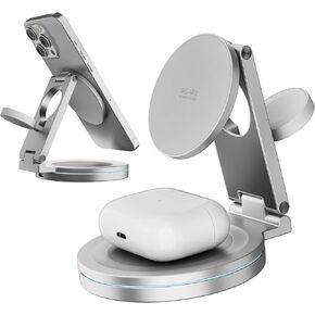 GEARit 3-in-1 Wireless Charging Station - Magsafe Compatible Charger Stand for Phone, Watch, Earbuds iPhone 14, 15, 16, 16 Pro, Pro Max, Apple Watch, Airpods, Samsung Galaxy and Multiple Devices