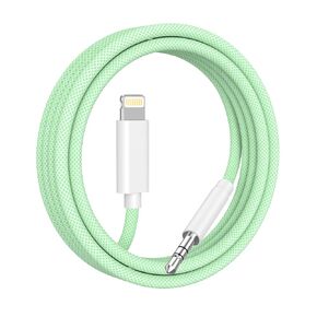 Aux Cord for iPhone ، [Apple MFI Certified] Loved Lightning إلى كابل Aux 3.5 مم لستيريو السيارة المنزلي ، مكبر الصوت ، سماعة الرأس ، كابل الصوت المساعد لـ iPhone 14 13 12 11 Pro XS XR x 8 7 3.3 قدم أخضر