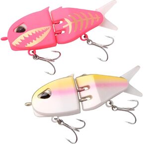 Glide Bait for Bass Fishing - Slow Sinking Swimbait Lure with Double Hook - Topwater & Deep Water Fishing Lures Kit,Ideal for Freshwater and Saltwater(2 Pack)