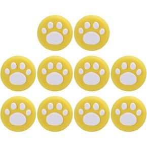 10 Pieces Thumb Grip Replacement for Switch, Cute Black Cat Claw Design Soft Silicone Analog Stick Thumb Cover, Joystick Compatible with Switch/Switch Lite(Yellow)