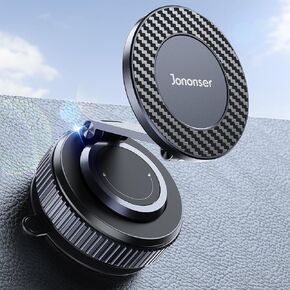 Car Phone Holder, 360°Adjustable Vacuum Magnetic Phone Holder for Car, Foldable Suction Cup Phone Mount, Phone Holders for Your Car for iPhone16/15/14/13/12 Series (Carbon Fiber)