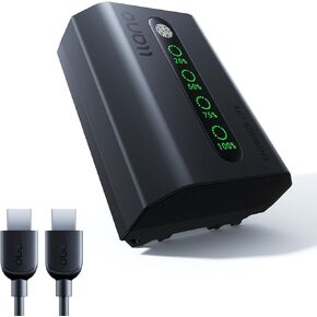 llano 2600mAh Aurora NP-FZ100 Battery - Fully Decoded for Sony Camera A7III, A7IV, A6700, FX3, FX30, A9, A7C, A7CII, A7RV, A7RIII, ZV-E1, ZV-E10II - USB-C Fast Charging, Finger-Tap LED Display