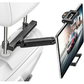 woleyi Car Headrest Tablet Holder, [Large Clamp] [Thick Case Friendly] Tablet Mount for Car Back Seat, Road Trip Essentials for Kids Accessories, for iPad Pro Air Mini, Galaxy, Fire HD, 6-15.6" Device