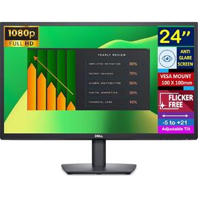 Dell E2423H 24" FHD Monitor with 5 ms Response Time, Flicker Free & Anti-Glare Display, VESA Mount Compatible (100x100mm), DisplayPort, VGA, Ideal for Home & Business, Black Color (2025 Latest Model)