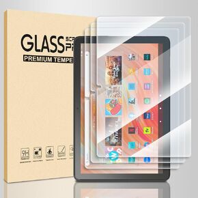 3 Pack Tempered Glass for Amazon Fire HD 10 Screen Protector 10.1 Inch (2023/2021,13th/11th Gen), 10 Plus Easy Installation Anti-Scratch