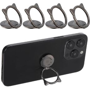 4 Pcs Cat Phone Ring Holder, Ultra Thin Cute Cat Metal Finger Grip 360° Rotation 180° Flip Phone Ring Holder Polished Metal Kickstand Phone Magnetic Ring Grip Finger Stand for All Smartphones